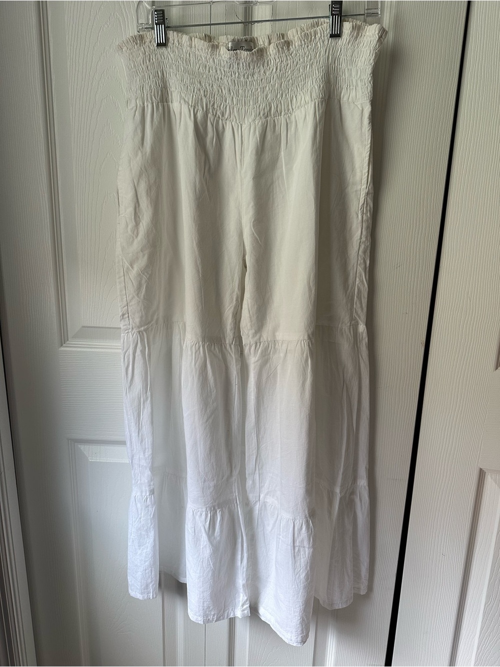 Ashley Taylor White Wide Leg Tiered  Pants
